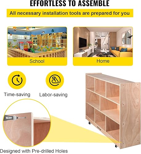 Vista 6 de Happybuy Cubbies de 8 secciones para aulas, armario de almacenamiento de cubículos, cubos de aula, gabinete de almacenamiento de compartimentos