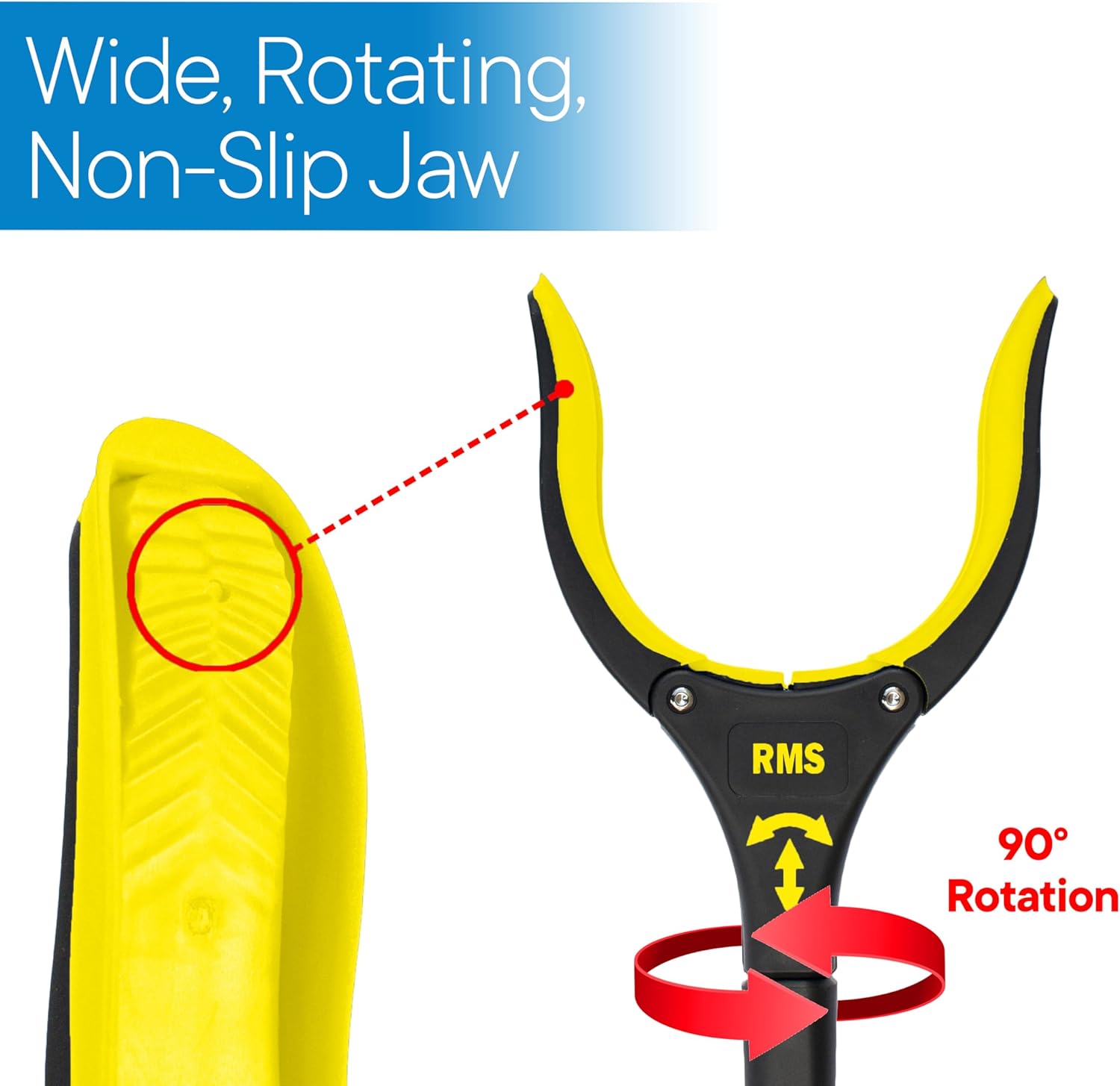 RMS 2 Pack 21 Inch Short Grabber Reacher with Rotating Jaw - Mobility Aid Reaching Assit Tool image 3 of 8 B0DQ9K4JP4