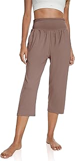 Women's High Waist Capri Pants Casual Loose Fitting Yoga Pants Comfy Lounge Workout Capris Sweatpants with Pockets