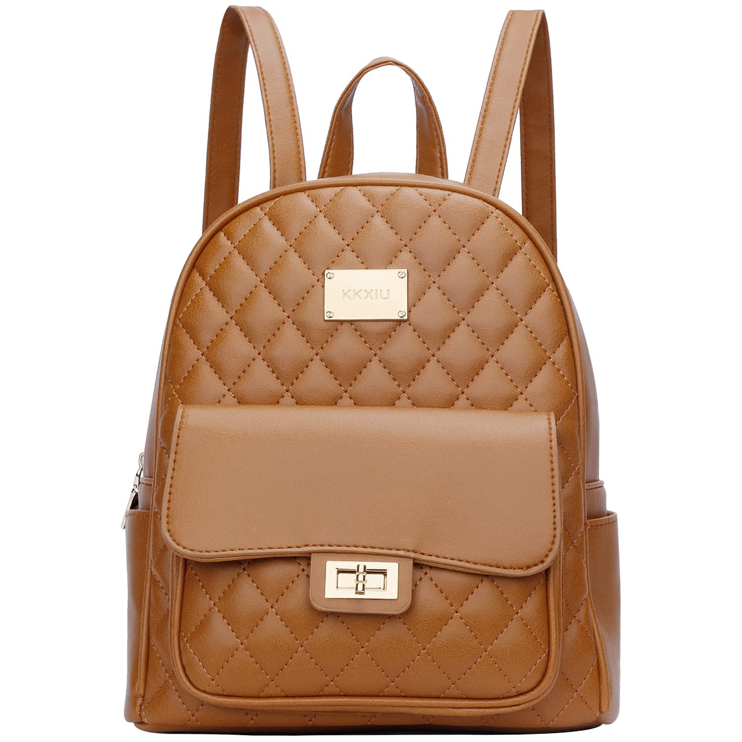 KKXIUFashion Small Backpack Purse for Women and Ladies Quilted Synthetic Leather Mini Bookbag