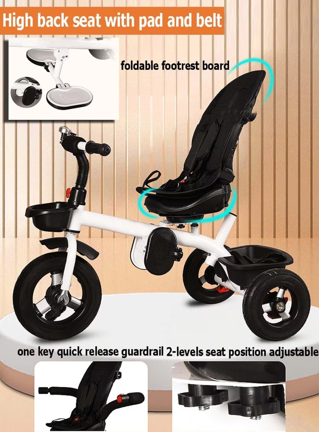 Toddler Stroller Buggies with Reclining backrest Reversible seat,1.5-5 Years Old Children Pushchair pram with Canopy,Comfortable seat with guardrail and Belt,Titanium Wheel,3 Wheel Toddler Tricycle (