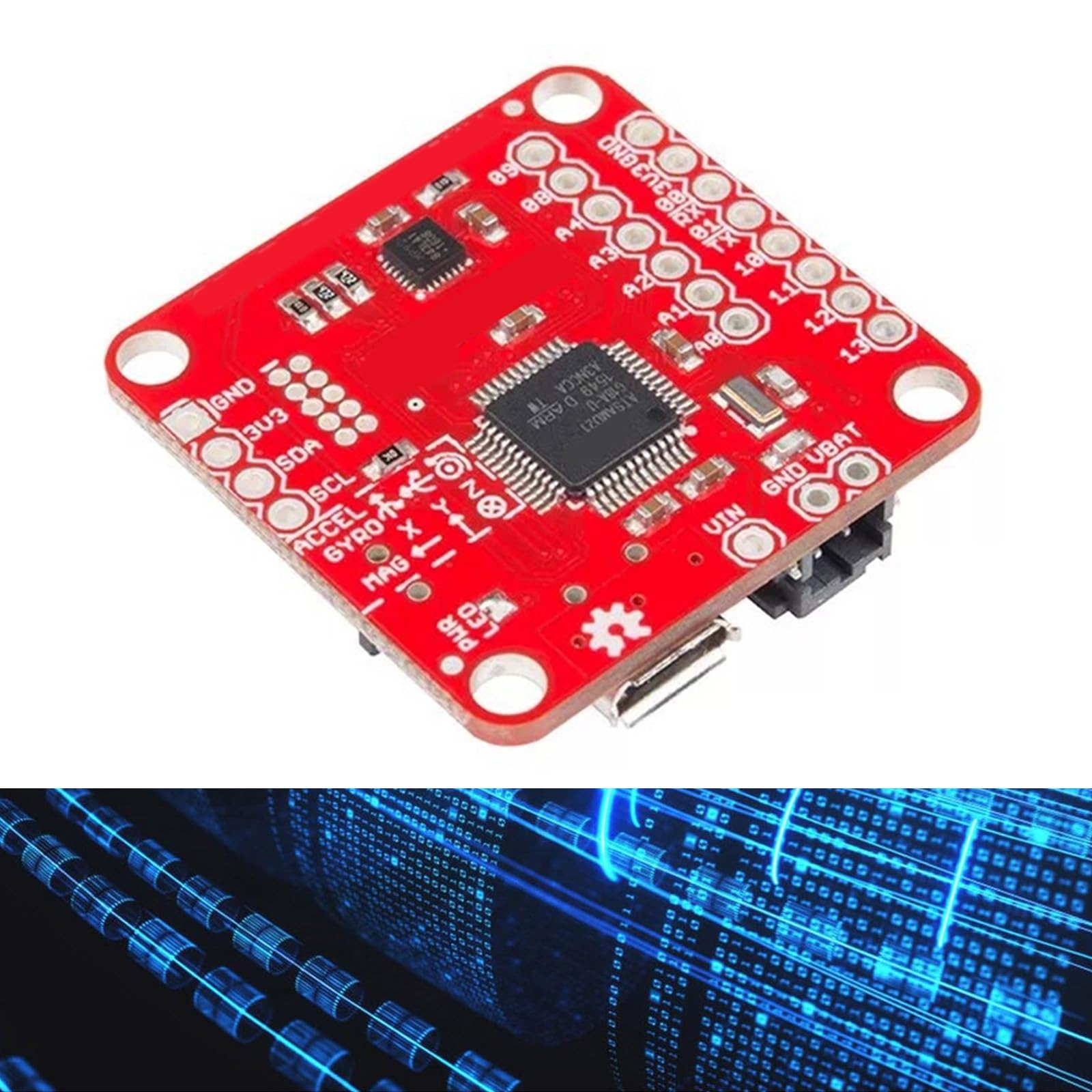 Multifunktionale 9DoF Sensorik mit MPU-9250 SAMD21-Mikroprozessor für Echtzeit Datenerfassung, PC Kommunikationsplatine