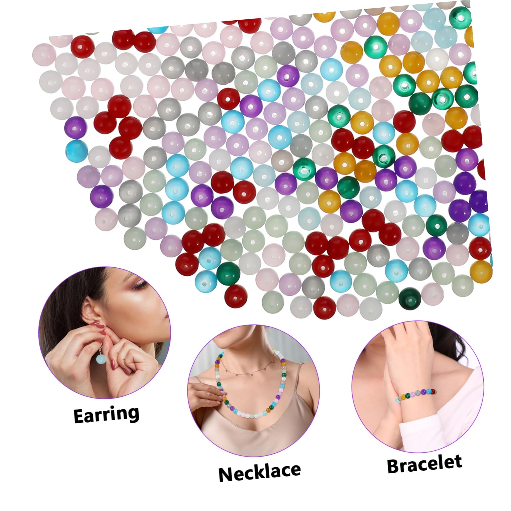 Cuentas de Joyería de Vidrio Redondas 8mm, 600 Piezas