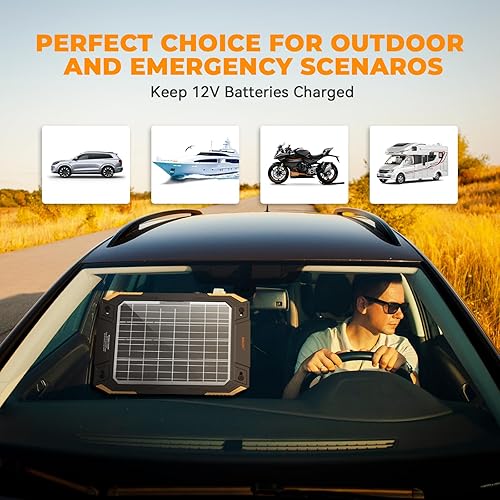 Miniatura 7 de BALDR Cargador de batería solar de 13 W actualizado, mantenedor de 12 V, portátil, impermeable, panel solar, kit de carga de goteo para automóvil,