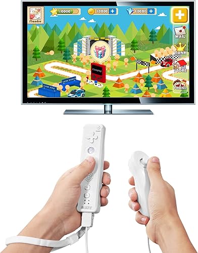 Miniatura 6 de Controlador Wii Nunchuck, paquete de 2 controladores Nunchuk de repuesto para consola Wii U (blanco)