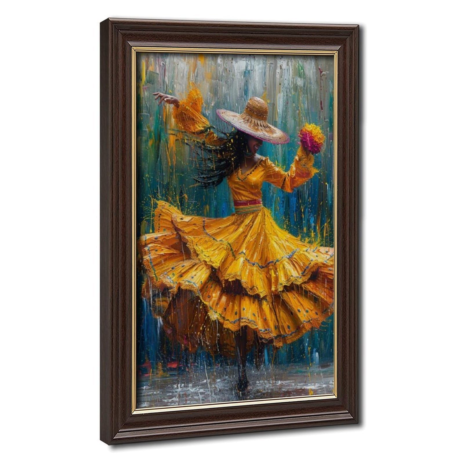 Lxwnze Mokume Gane Frame-Style Colorful Bomba And Plena Dance Scene Canvas Poster For Dorm Room Decor Gift