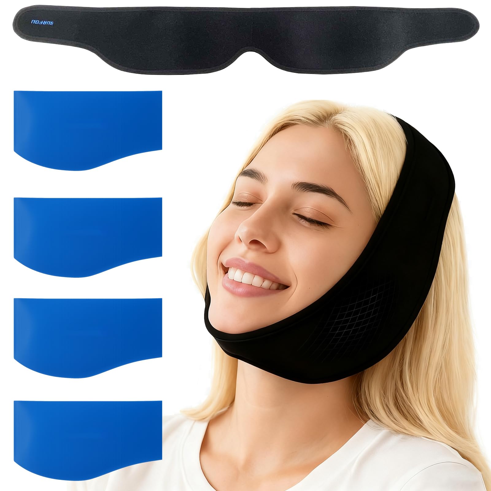 SURFOU Wisdom Tooth Cooling Compress Cooling Pads Face with 4 Gel Cooling Packs - Cold  Warm, Relieves Pain After Facial Surgery and Toothache, Cooling Bandage, Black