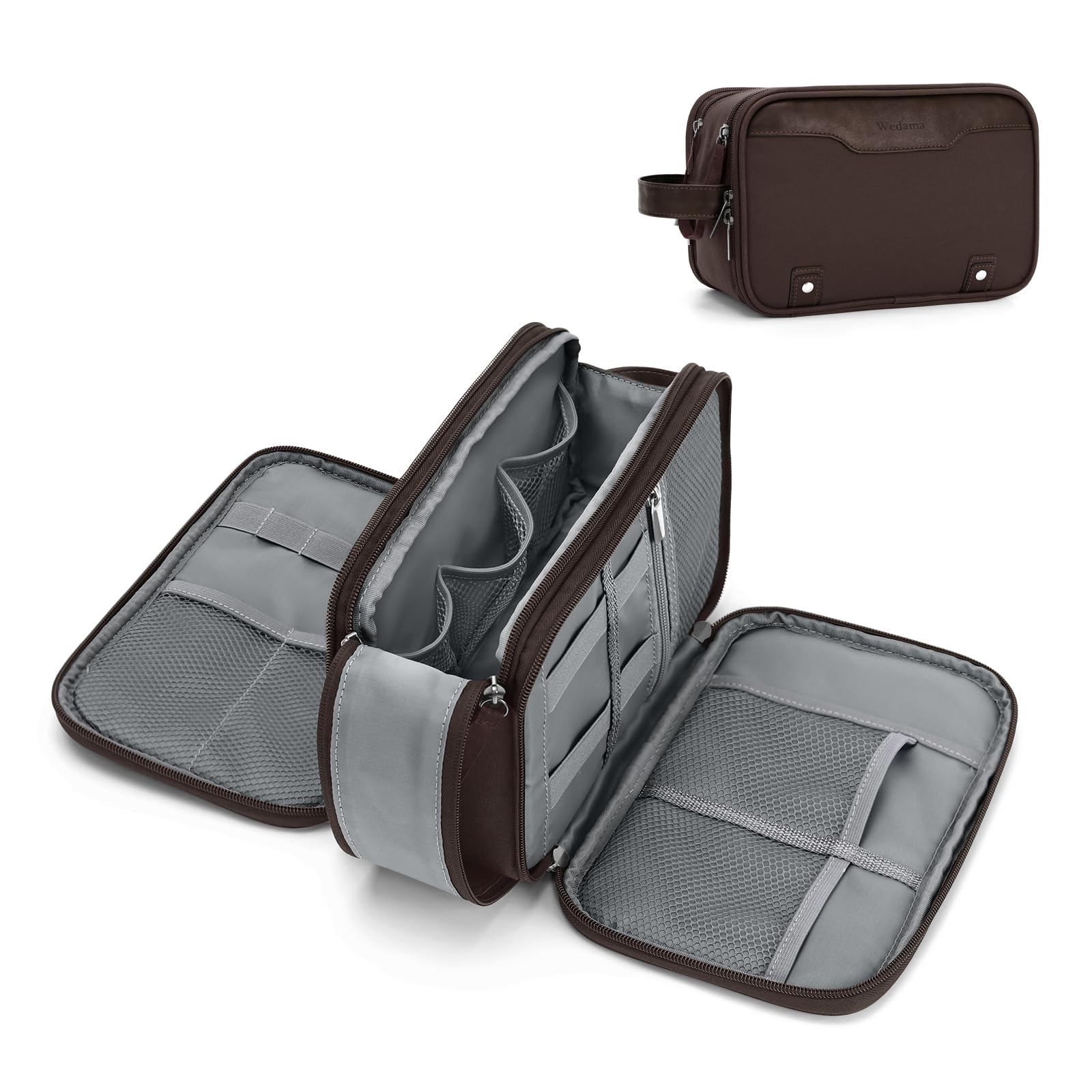 Wedama Neceser para hombre, bolsa de aseo mediana para colgar, bolsa organizadora electrónica extra, bolsa de viaje impermeable para artículos de tocador, bolsa de viaje con asa de poliuretano para