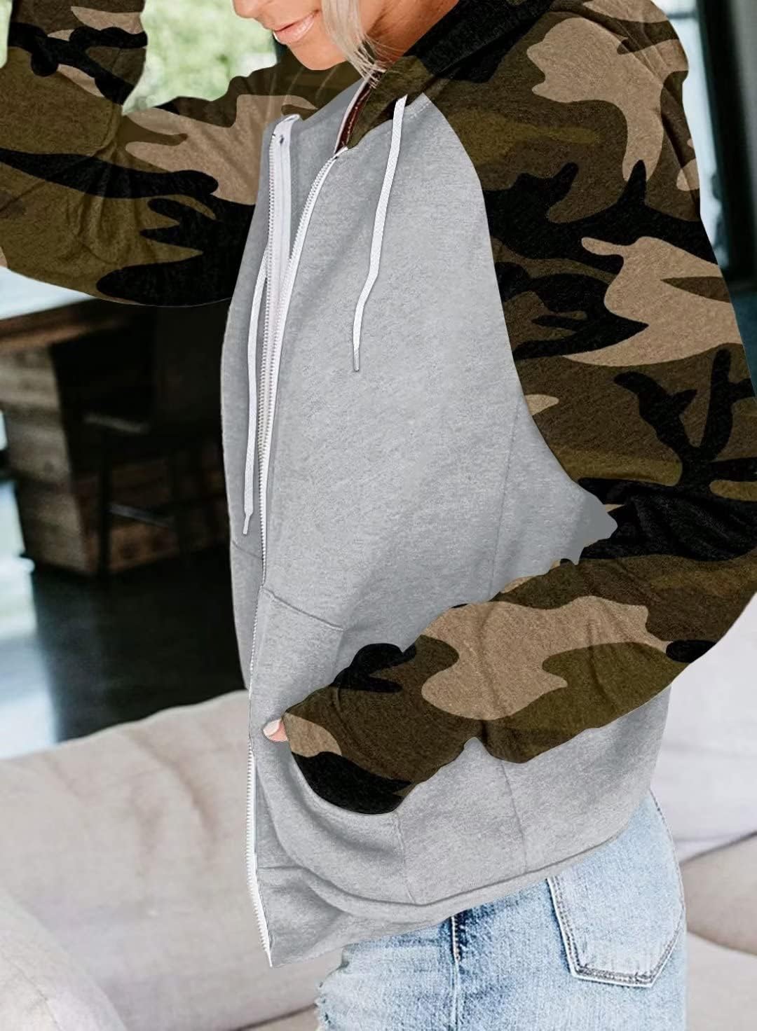 EZBELLE Women's Color Block Zip Up Hoodie Sweatshirt Casual Long Sleeve Jacket Sweater with Pockets - Image 3