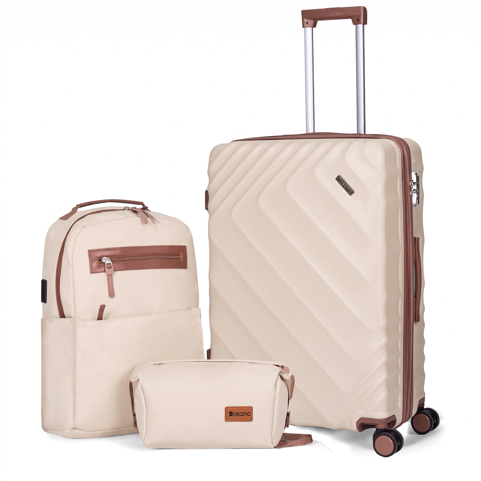 Rosamo 3-Piece Hard Shell Expandable Luggage Set, Airline Approved Carry-On