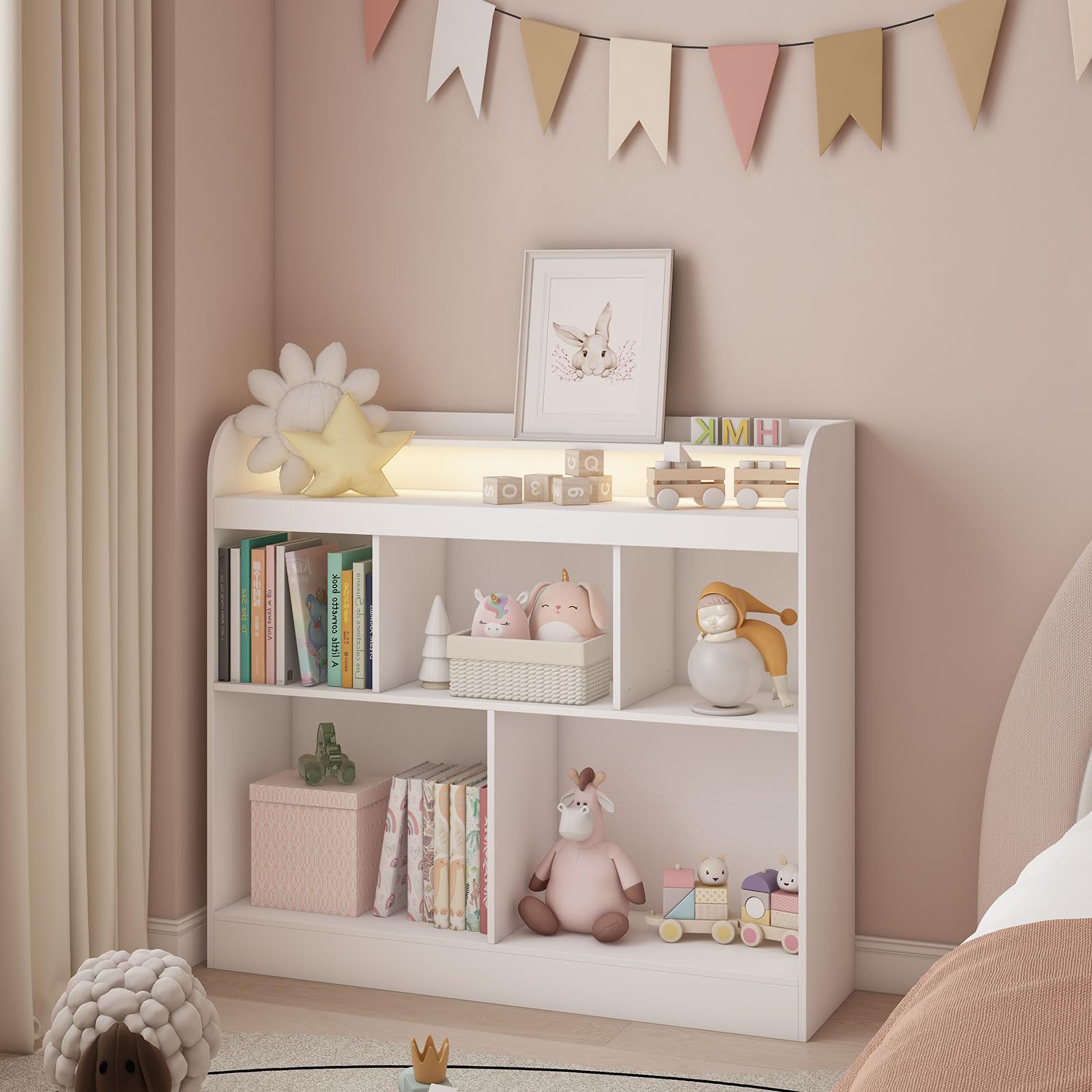 Amazon.co.jp: Lkeiyay 子供用本棚、子供用寝室用ホワイトブックシュル