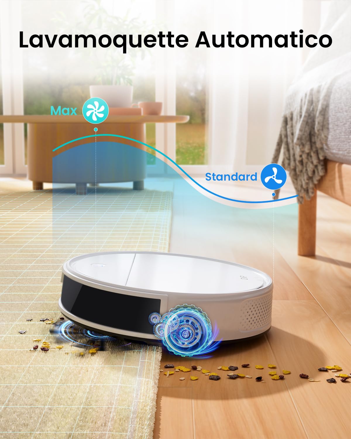 OKP K5 Ultra Robot Aspirapolvere con Mappatura, TOF Intelligente, 5500Pa, 170Min, Evita Ostacoli PSD, Controllo APP/Alexa, Rilevamento Tappeti, Autocarica, Ideale per Pulizia Domestica/Peli Animali
