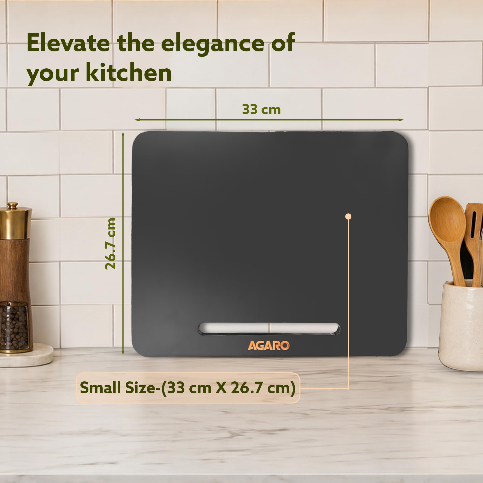 AGARO Elite Sliding Tray S1, for Kitchen Appliances, Smooth Countertop Slider Tray with Rubber Wheels for Coffee Machine, Mixer Grinder, Air Fryer, Micro Oven & More, Anti-Slip & Durable Build, Black — Amazon image 7