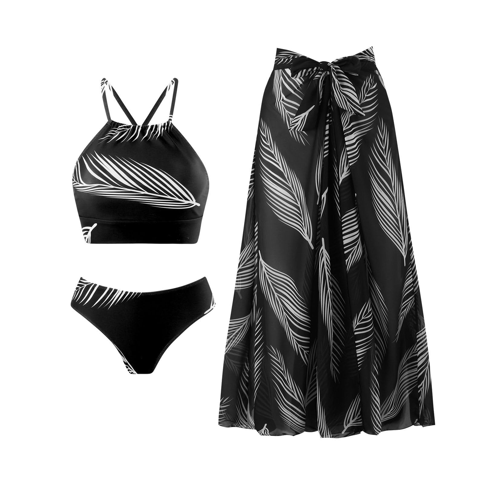 Generic BañAdor Mujer Natacion Bikini Braga Alta Bikini up Sexy de Talle Traje de baño Dividido Conjunto Piezas con Falda Larga Gasa BañAdores Mujer Tallas Grandes BañAdor 2 Piezas