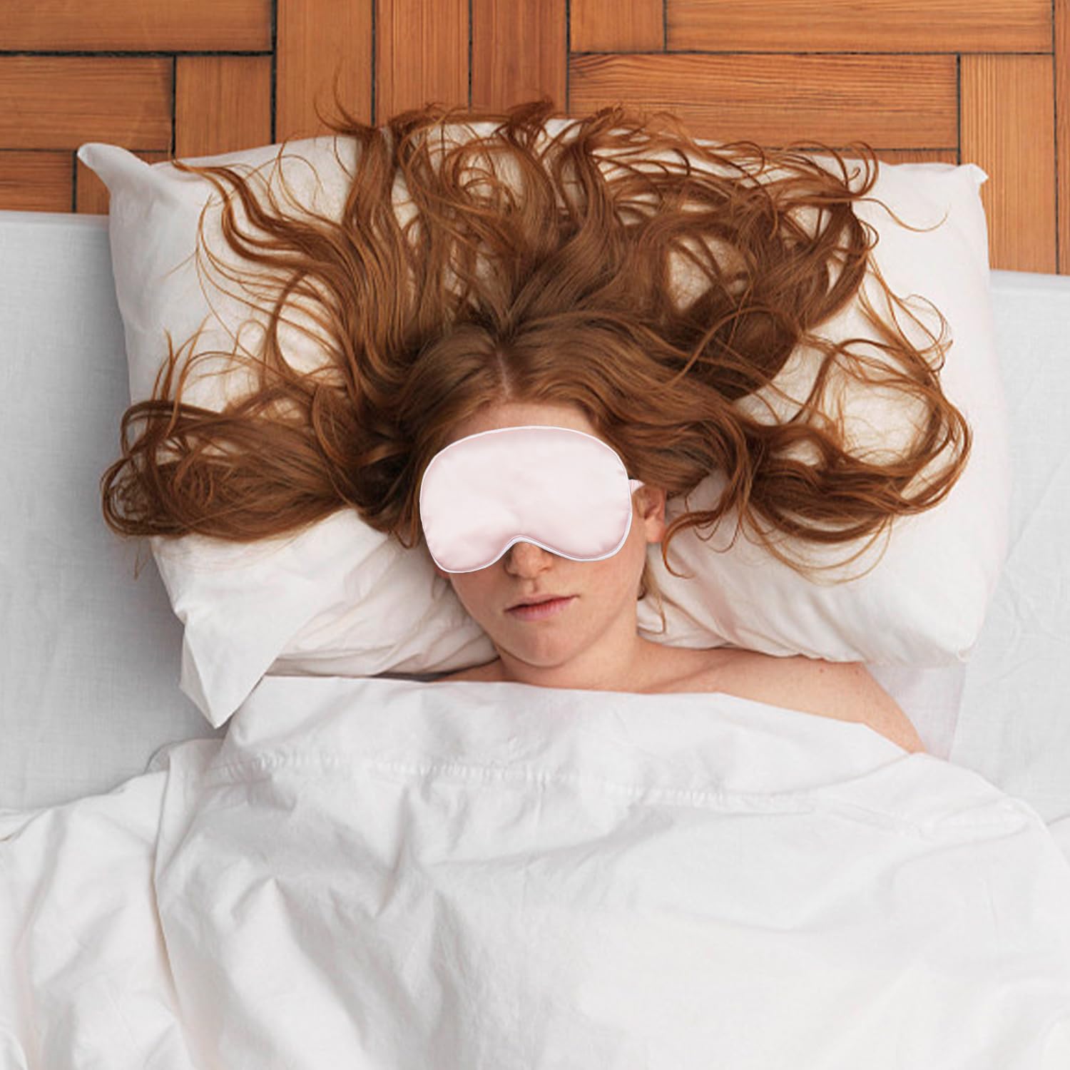 1 Gorro para Dormir, 1 Antifaz Rosa para Los Ojos, Pañuelo Rosa Cálido para La Cabeza, Gorro para El Pelo para Mujer, Gorro Posparto para Prevenir Resfriados
