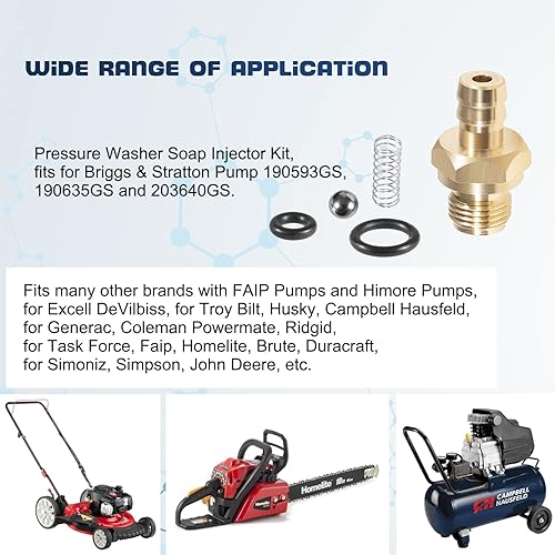 Miniatura 5 de Kit de inyector de jabón químico para lavadora a presión para Briggs & Stratton, Homelite, Ryobi y Husky reemplaza a 190593GS 190635GS y 203640GS