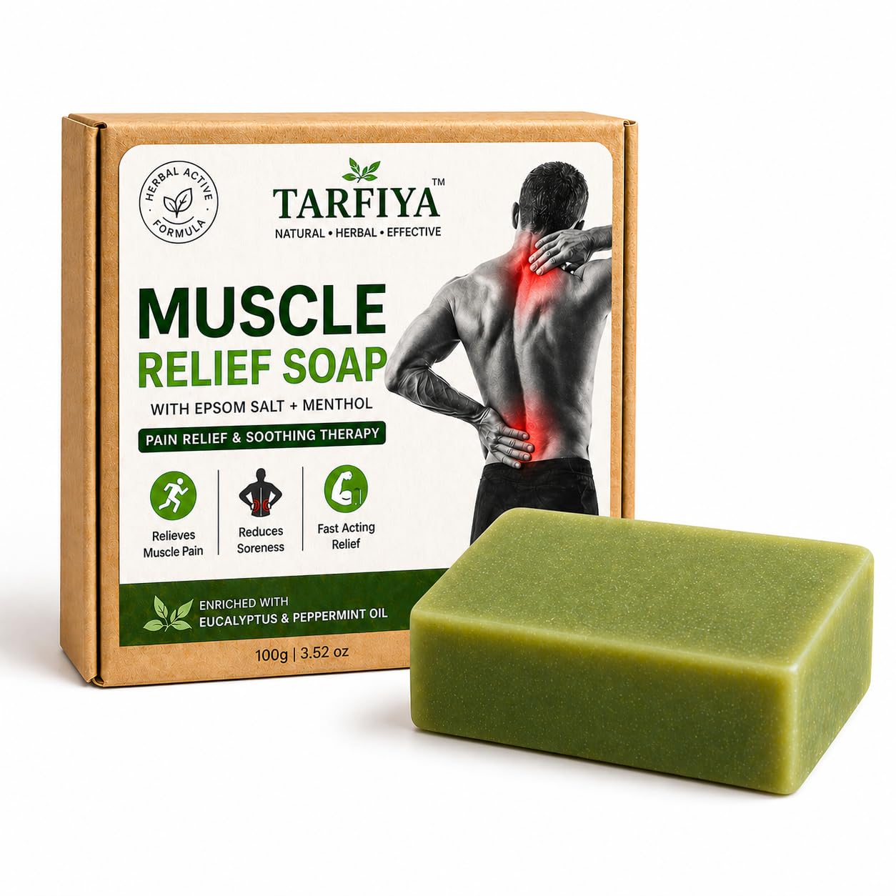 Muscle Relief Soap with Epsom Salt & Menthol | Pain Relief & Soothing Therapy | Anti-Inflammatory Ayurvedic Soap for Body | Eucalyptus & Peppermint Oil | Reduces Muscle Pain, Joint Pain & Soreness | 100g-picture-15