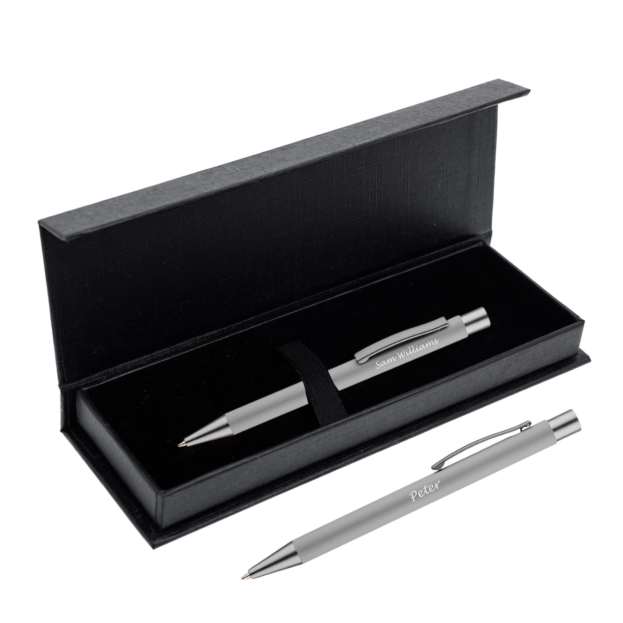 Paul Clover Personalised Engraved Aluminium Ballpoint Pen with Graphite Finish in a Gift Box - Elegant Gift Idea for Your Loved Ones, Men and Women - Enter Your Custom Text