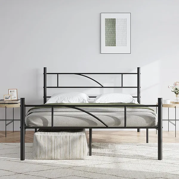 Novilla Queen Bed Frame Modern Style with Headboard and Footboard, 14" High Metal Platform Bed Frame for Bedroom, Guest Room, Heavy Duty Metal Slats Support, No Box Spring Needed, Easy Assembly
