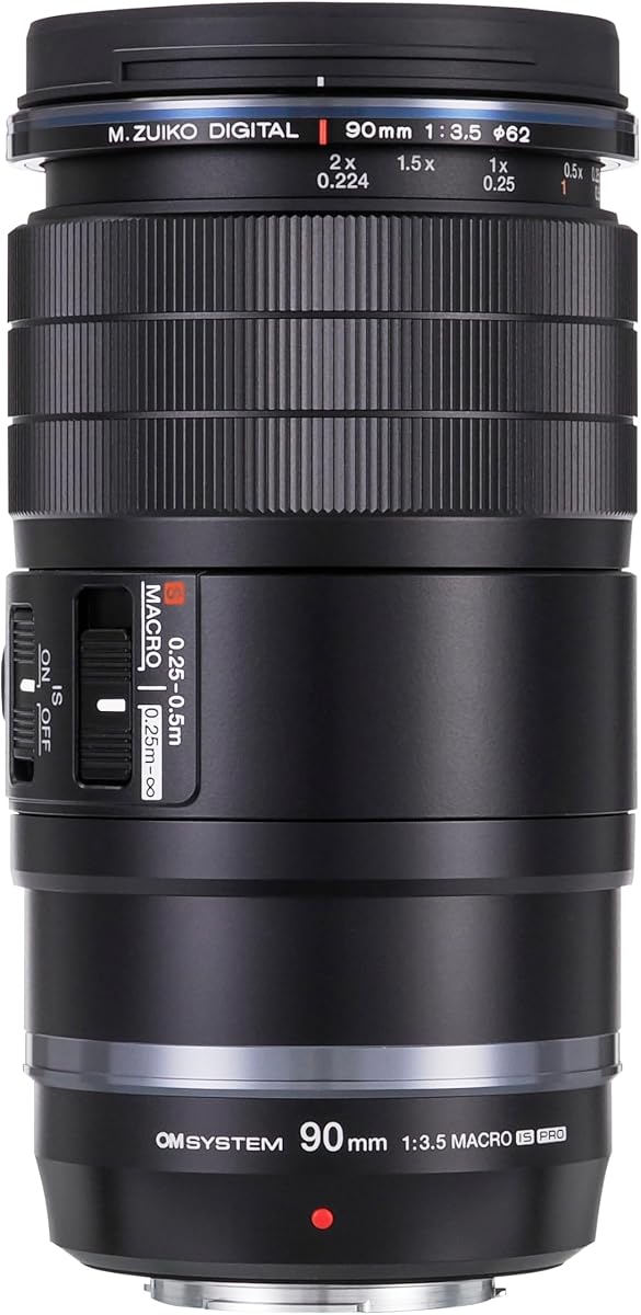 OM SYSTEM Olympus M.Zuiko Digital ED 90 mm F3.5 Macro es PRO para cámara con sistema Micro Four Thirds, diseño sellado contra la intemperie, embrague MF, revestimiento de flúor, compatible con teleconvertidor | Compatible con teleconvertidor, revestimiento de flúor, diseño sellado contra la intemperie, cámara micro cuatro tercios y embrague MF