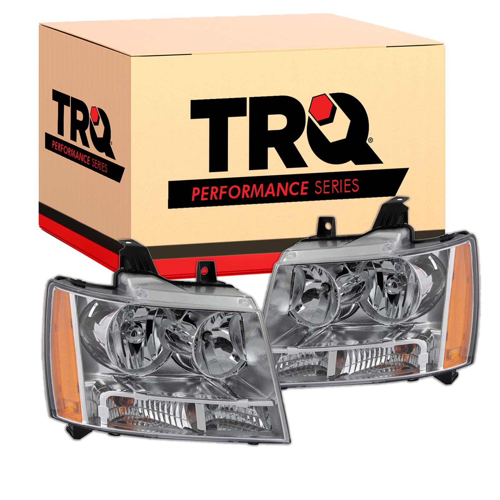 Photo 1 of TRQ Headlight Assembly Set Headlights Driver & Passenger Side Halogen Compatible with 2007-2013 Chevrolet Avalanche 2007-2014 Suburban 1500 Suburban 2500 Tahoe GM2502263 GM2503263