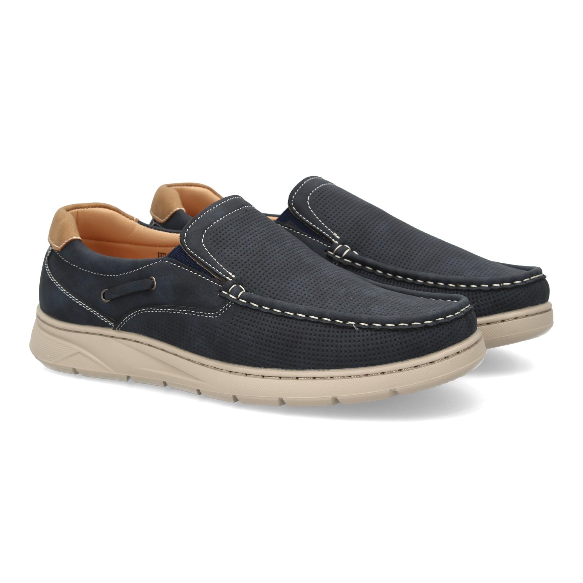 Zapato Elegante Hombre con Cierre Elastico, Tipo Nautico para el Dia a Dia o Eventos Informales. Suela Ligera y Flexible, Calzado Transpirable Ideal para Cualquier Temporada.