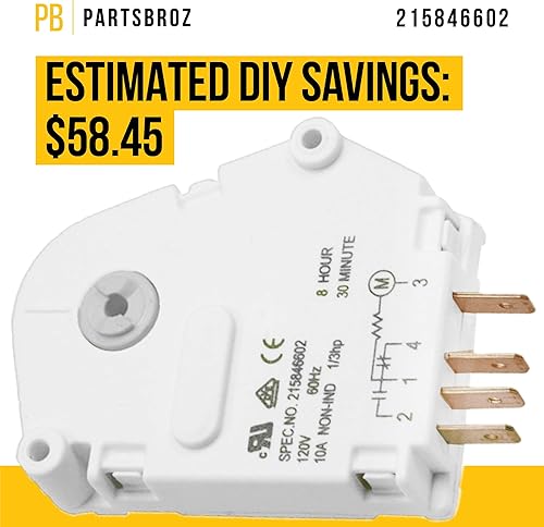 Miniatura 4 de Temporizador de descongelación para refrigerador 215846602 - Sustituye a AP2111929, 00624728, 00626234, 00628510, 00628518, 0628510, 08000559,