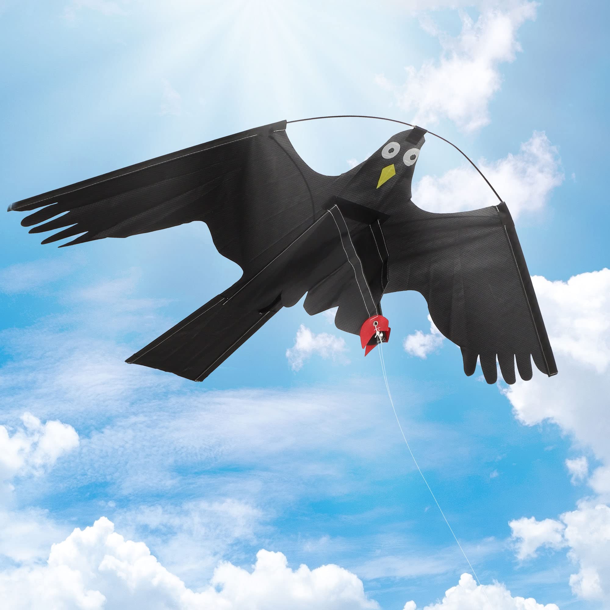 KADAX Falkendrachen, 116x80cm Vogelvertreiber mit Stahlwirbel, Vogelscheuche, Fliegender Drachen, Schädlingsbekämpfungsmittel, Vogelschutzdrachen