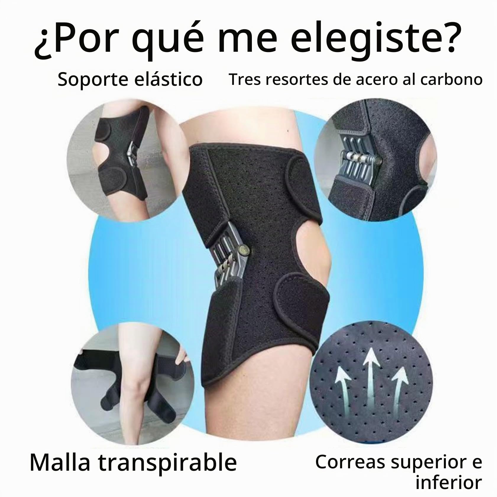 Genérico Knee Assistive Device,Knee Booster Brace Junta Soporte Spring Estabilizer,Rodillera Médica De Compresión Dolor Rodilla,Para Piernas Bajas Old Cold Leg Montañismo Squat (C)