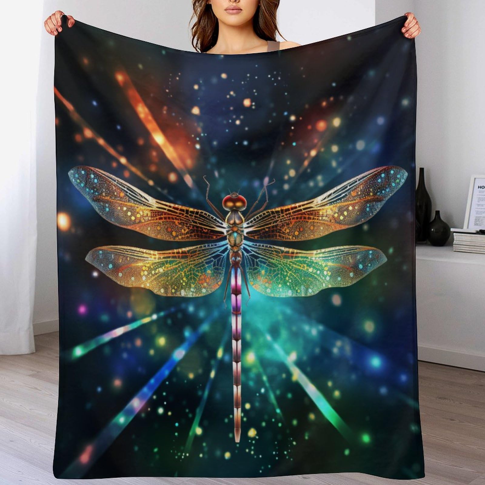 Couverture canape doux flannel Dragonfly contre le froid plaid leger lit