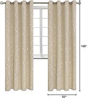 Vista 372 de BGment Room Darkening Curtains 95 Inches Long, Grommet Thermal Insulated Blackout Curtains with Wave Line and Dots Printed for Bedroom, 2 Panels
