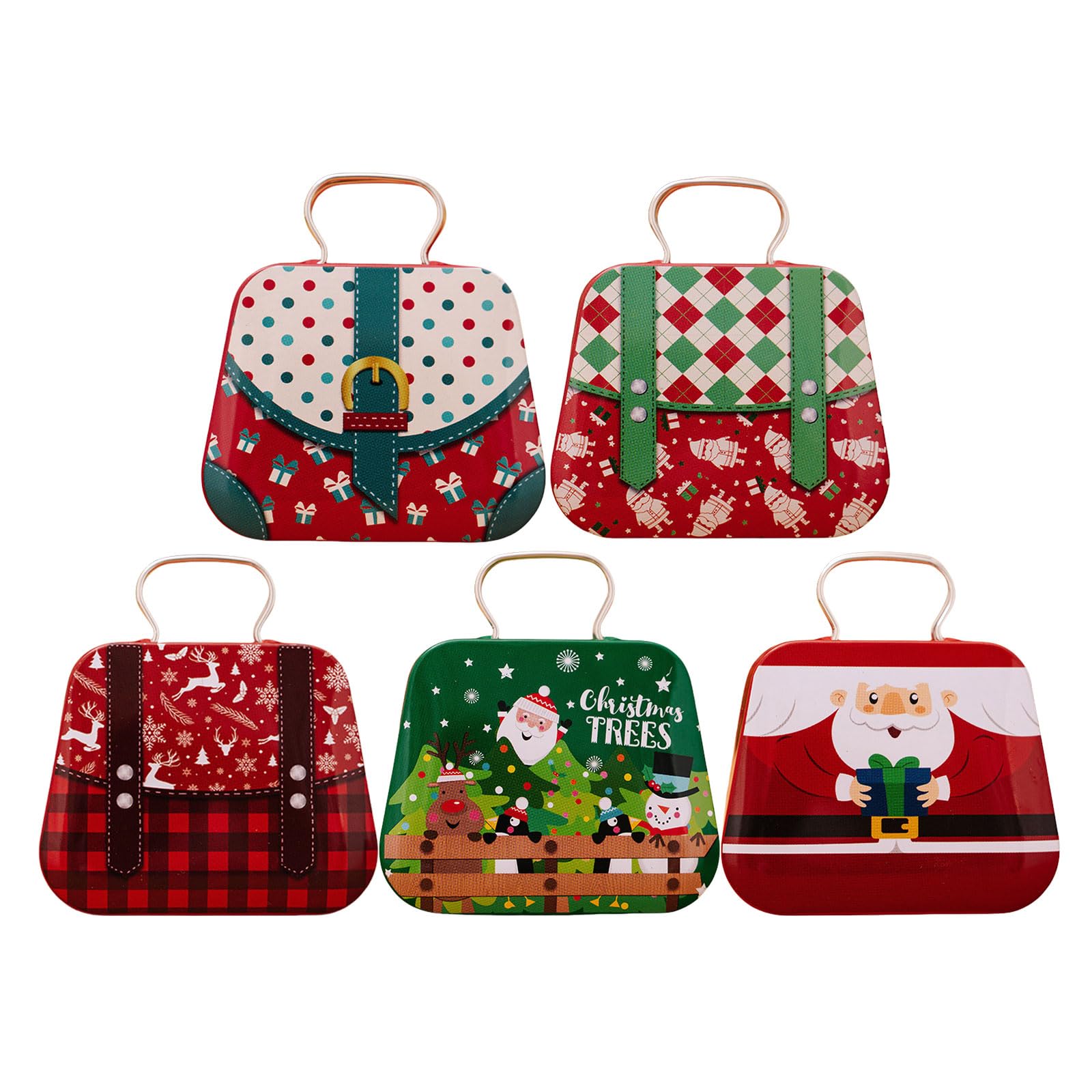Buxuaaaa Christmas Themed Tin Storage Box Decorative Storage Holder Tin Box with Carrying Handle Home School