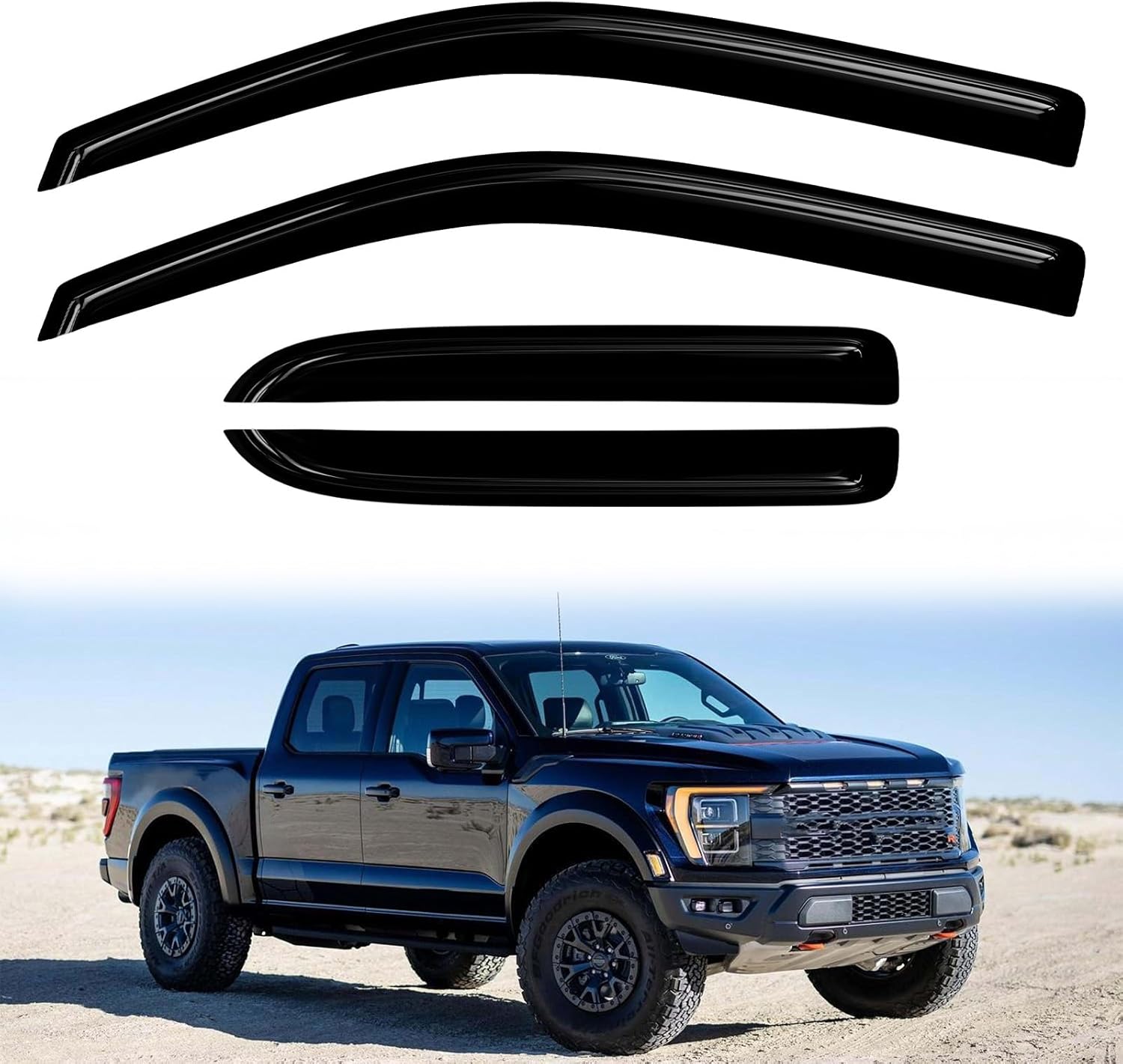 4PC Rain Guards for 1999-2006 Chevy Silverado GMC Sierra 1500 2500/HD 3500 Window Visors for 2007 Classic Models Deflectors Sun Shades Vent Tape On Out Channel