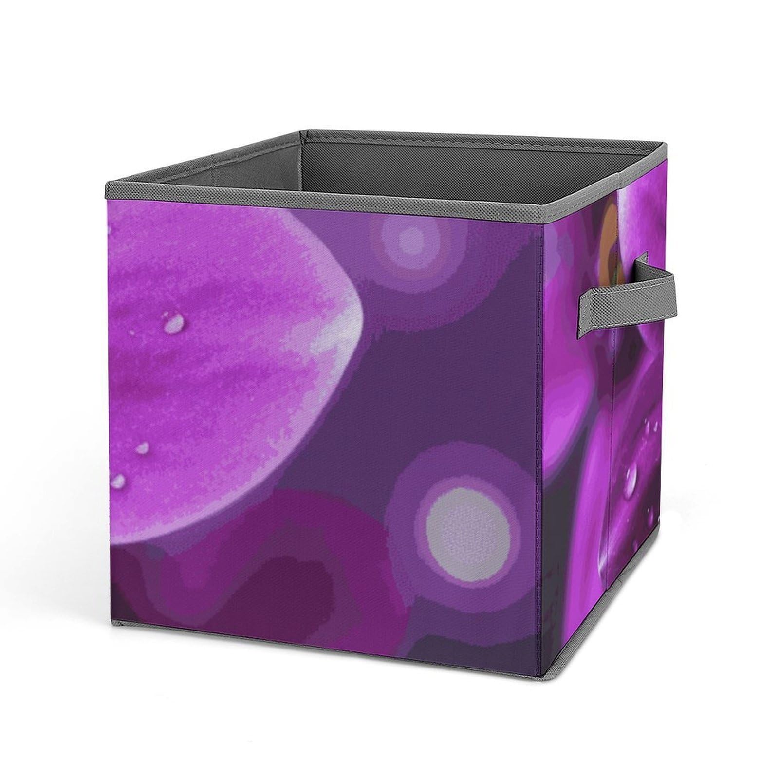 Khauerbc Style Purple Flower Fabric Bins With Double Handles.storage Basket Is Cube Collapsible Organizers.square Baskets For Organization, Closet, Shelves, Offices, Toys.
