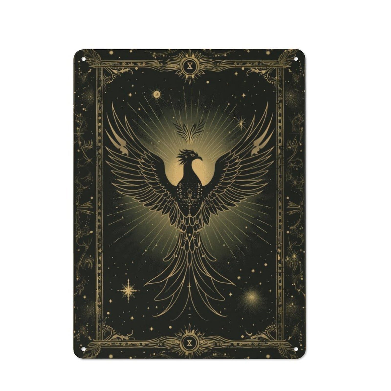 Metal Wall Sign with Eternal Flame Design 40x30cm, Weathered Look Workshop Wall Decor for Garage, Hobby Room, Office Or Man Cave