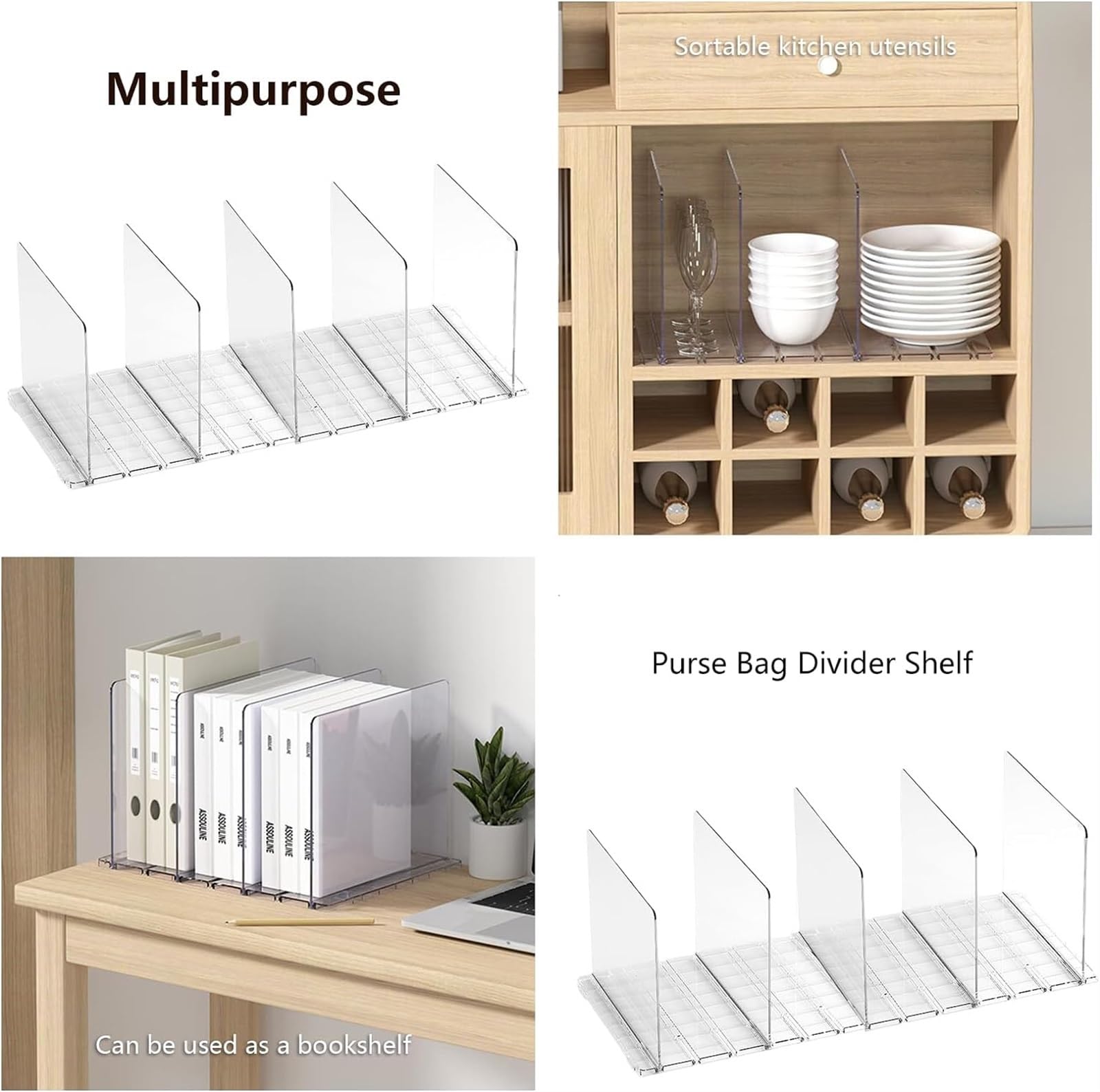 WlP 5 Separadores De Estantes For Armarios De Plástico Transparente, Separadores De Estantes Y Organizador, Bolso, Bolso, Bolso, Divisor De Ropa, Estante Transparente, Separadores