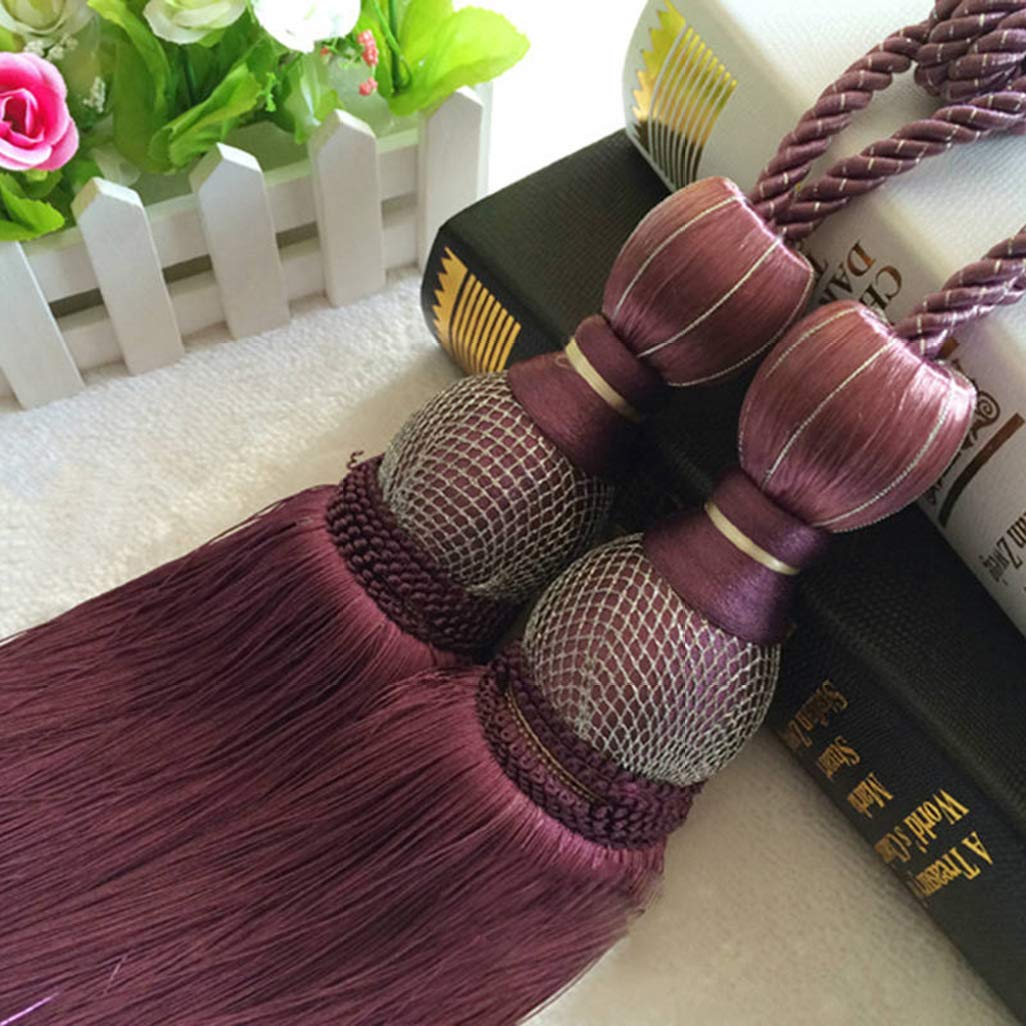 Curtain Tassel Tiebacks, Hanging Tassels for Window Modern Braided Drapery Tiebacks for Home Office Porch Curtain Holdbacks Decoration(Red)
