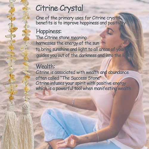 Miniatura 4 de Guirnalda de cuentas de piedras preciosas naturales con borla, 31 pulgadas, decoración rústica de mesa de campo, cuentas de oración y curación,