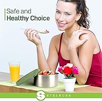 Vista 5 de Recipientes de acero inoxidable con tapas, juego de 5, recipientes de alimentos de acero inoxidable a prueba de fugas, contenedor de almacenamiento