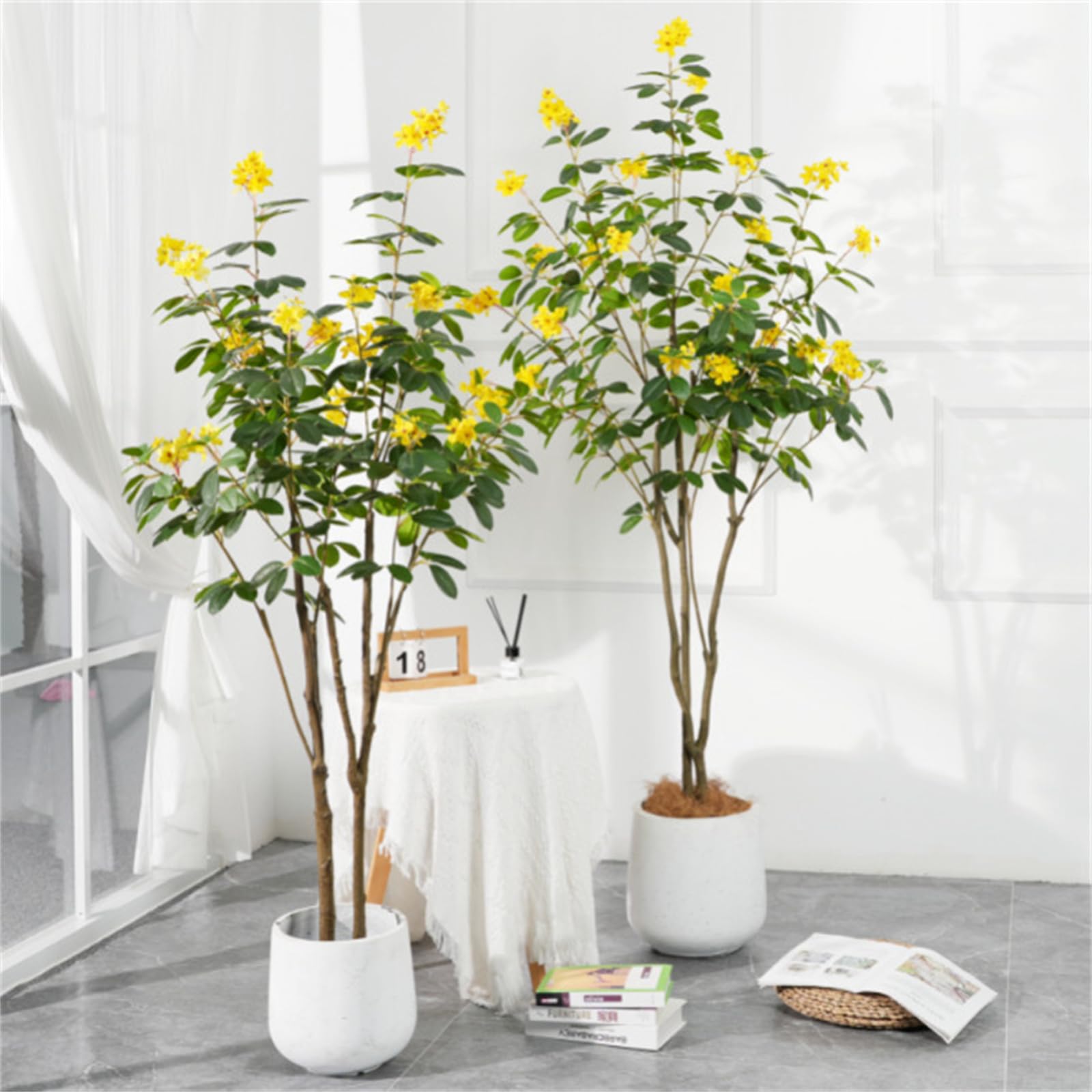 Zstar Arbres à Fleurs artificiels en Pot de 150 cm avec Fleurs et Feuilles pour intérieur et extérieur, Grandes Plantes artificielles réalistes en Pot pour Salon, Bureau, fêtes