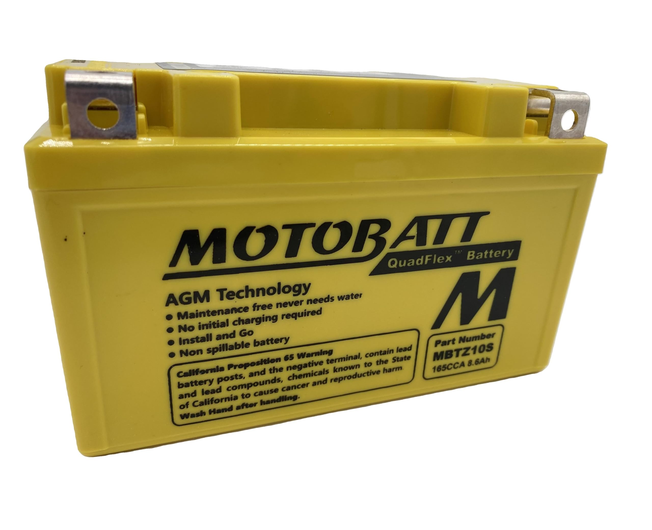 MotoBatt MBTZ10S 12V 8.6Ah AGM Wstępnie naładowany uszczelniony akumulator - kompaktowy i bezobsługowy, 151x87x95 mm, do skuterów i lekkich motocykli