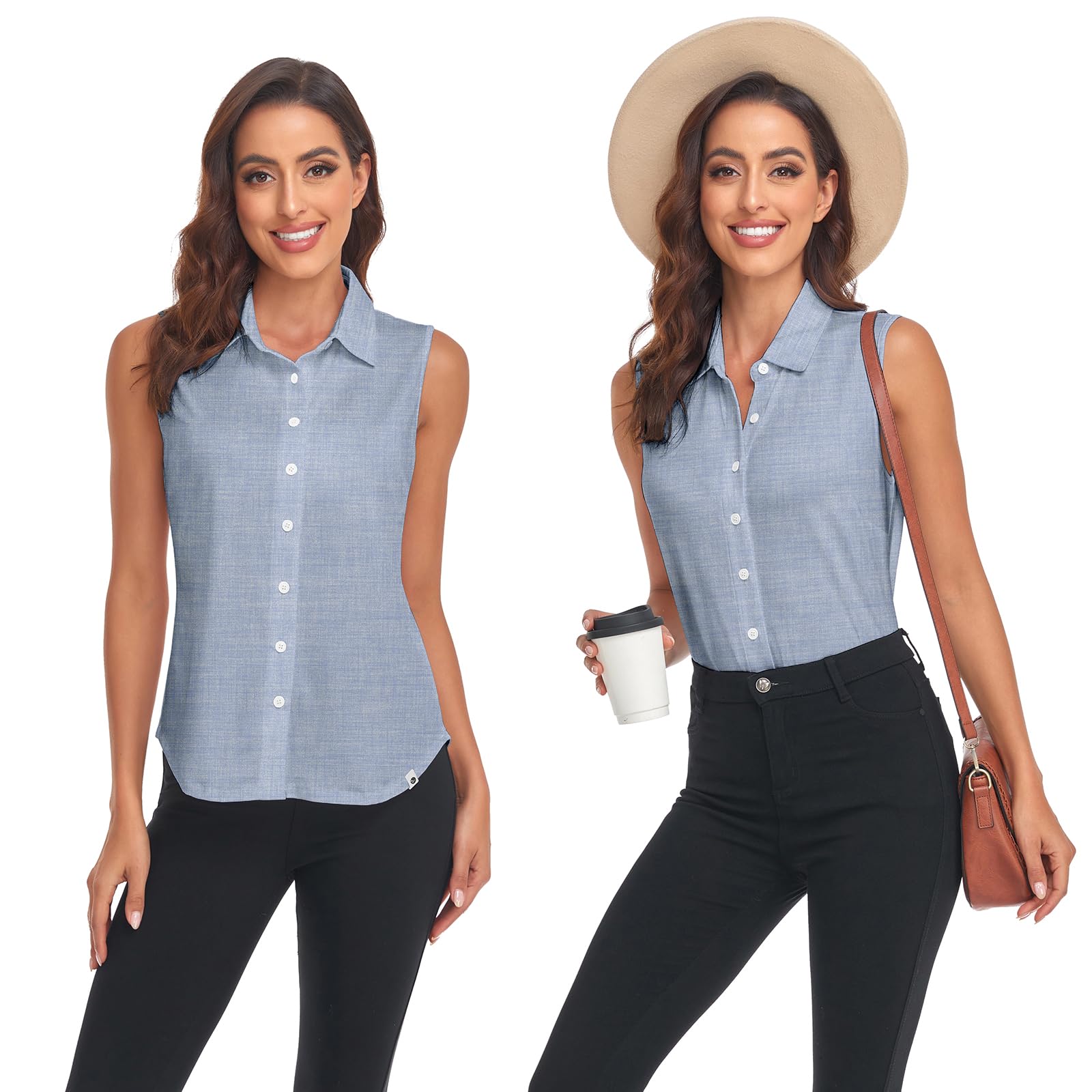 Soneven Camicia da Donna Elegante Canotta Sportiva con Colletto da Donna, Senza Maniche, Polo da Golf, Polo Estivo, Traspirante, Maglietta