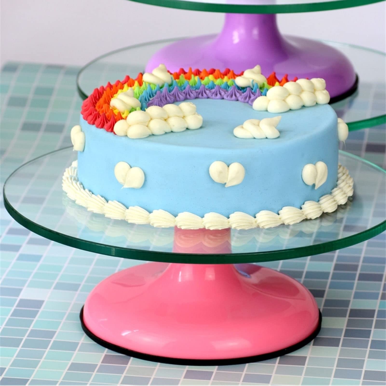 Giradischi per Torta Rotante, Supporto per Torta Girevole in PP, Kit per Decorare Torte da 11 Pollici per Torte, Pasticcini, Decorazioni per Cupcakes(bianca