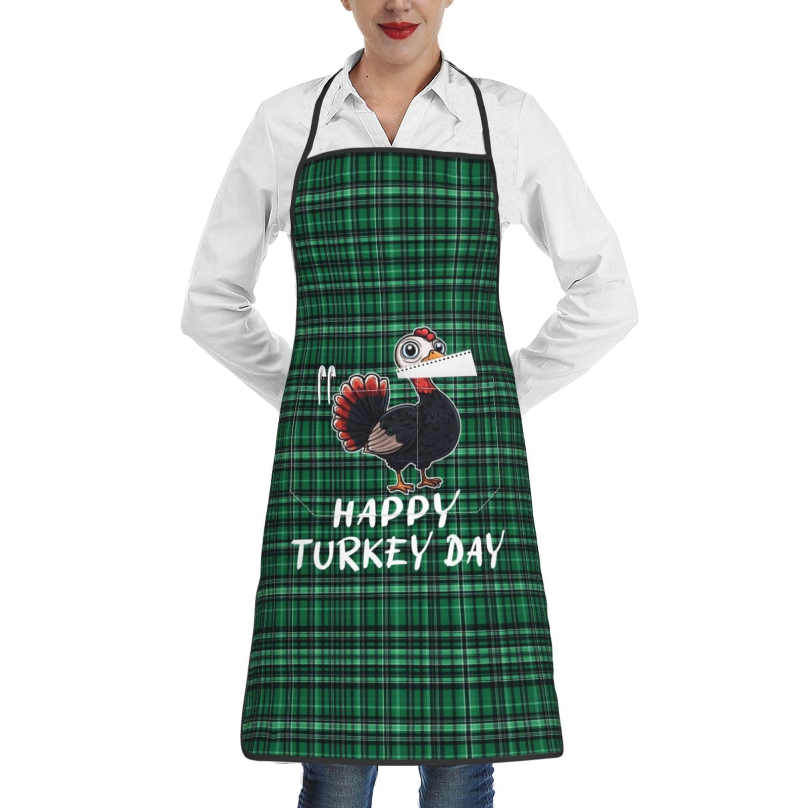nopicsn Happy Turkey Day Funny Thanksgiving Apron for cooking with Pockets Women Men Kitchen Chef Funny Aprons