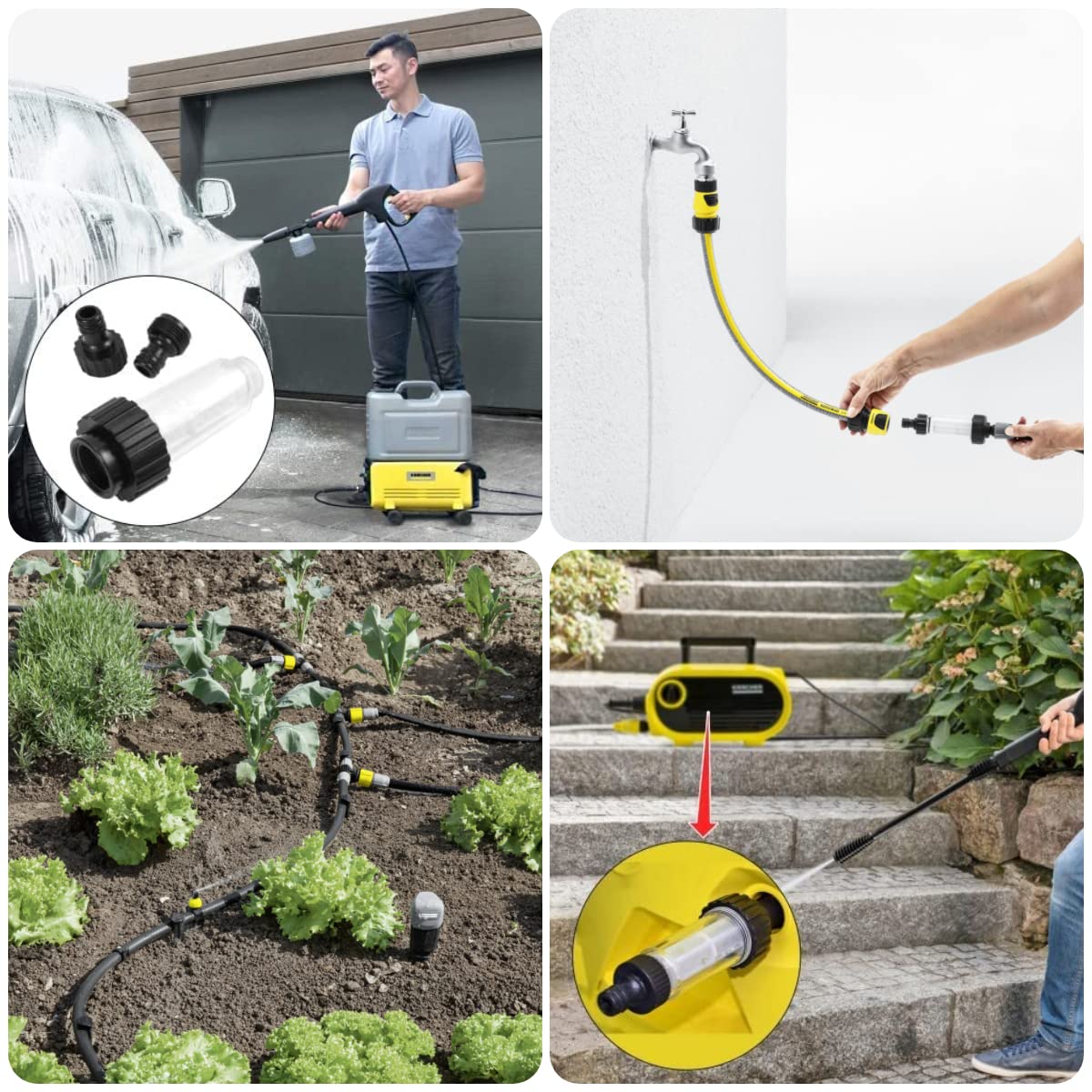 Filtro Acqua Per Idropulitrice 3/4 Pollice - Set Con 5 Filtri E 3 Adattatori, Perfetto Per Giardino E Pompe