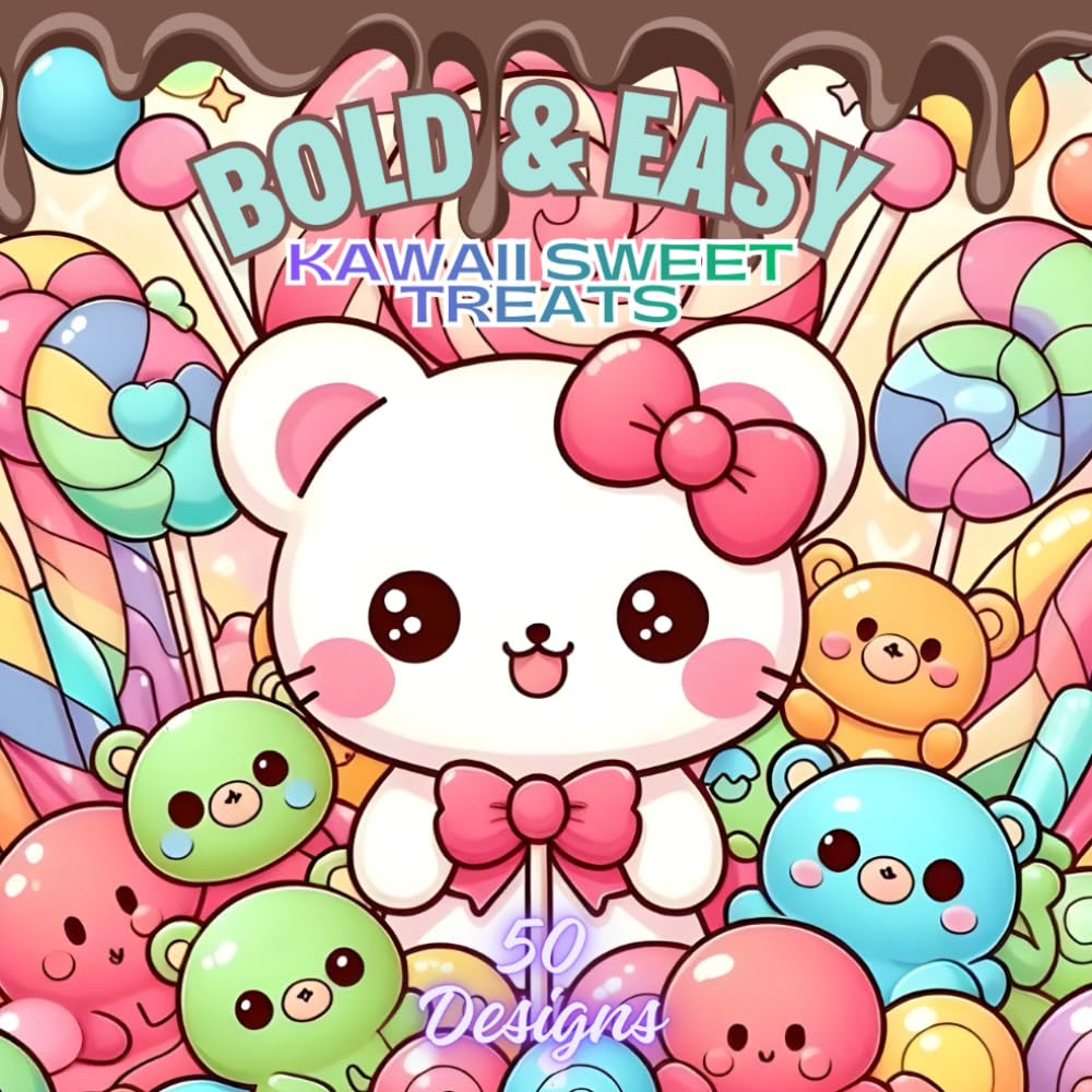 Bold & Easy Kawaii Sweet Treats: Cute Coloring Fun for Adults & Kids – Featuring Candy, Pastries, Desserts, and More