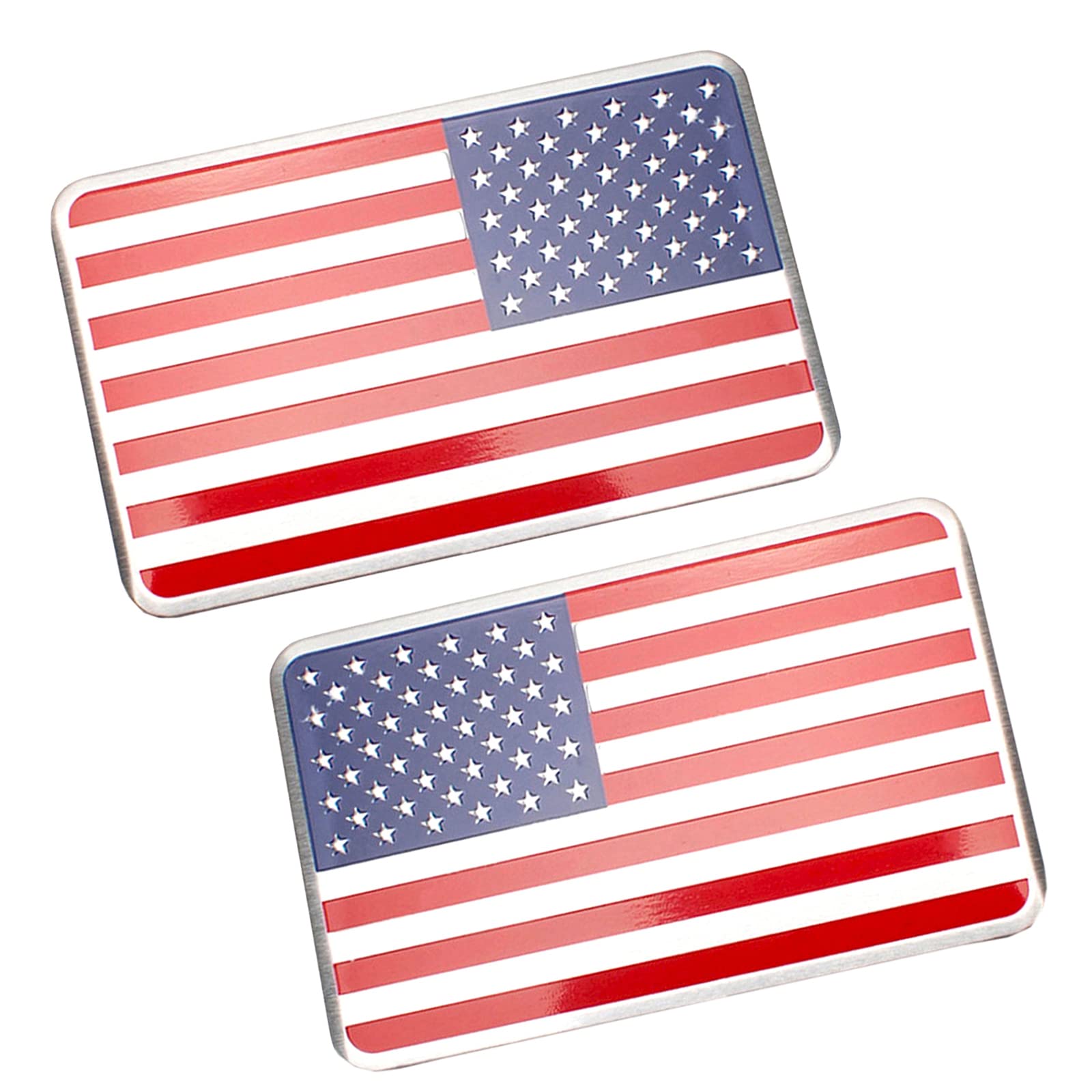 3D American Flag Metal Car Sticker,5" x 3" American Flag Military Patriotic Emblem Decal for Cars,Trucks,SUV,Laptop,Window,Motorcycle (Red&White)