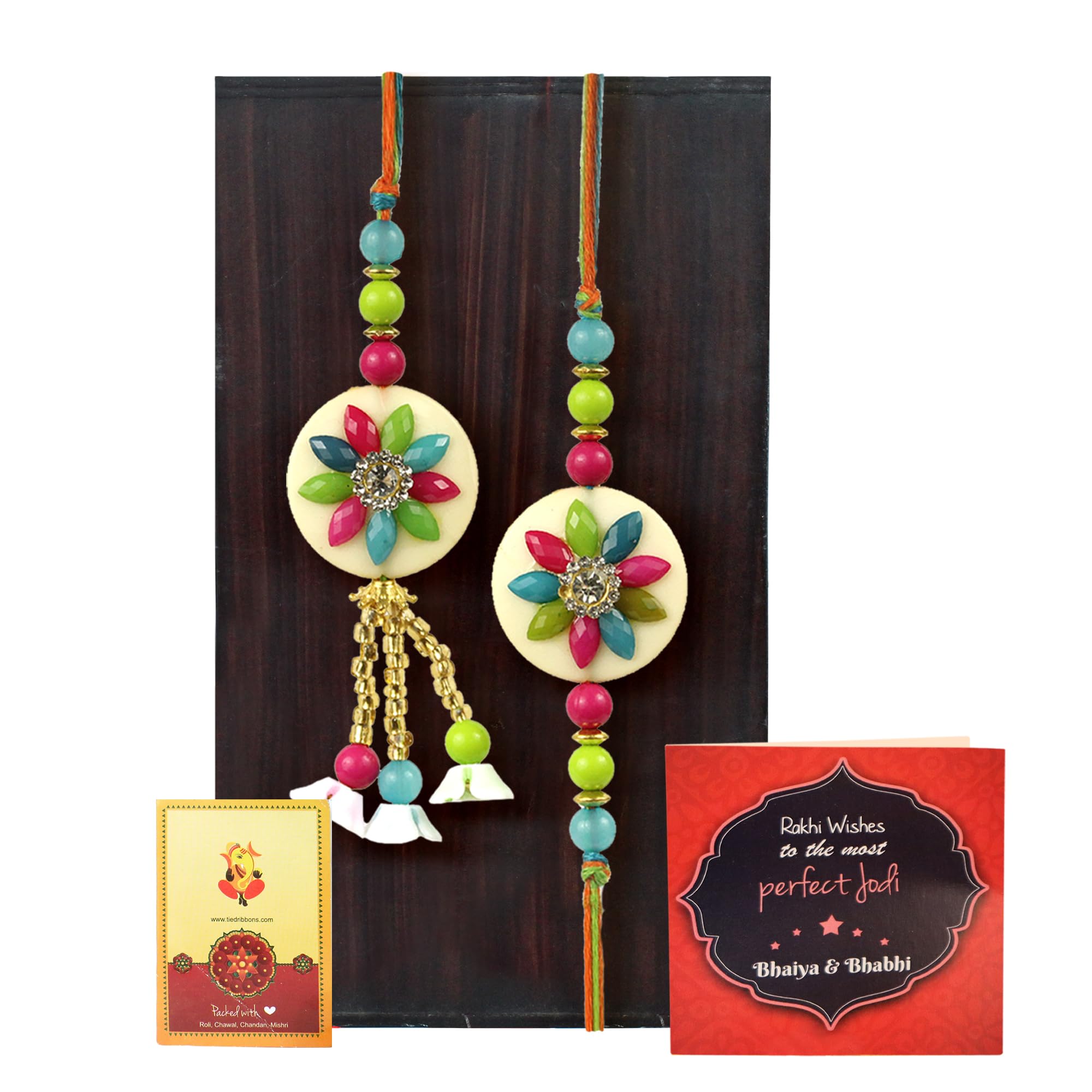 TIED RIBBONS Rakhi for Brother and Bhabhi - Floral Couple Bracelet Rakhi Set of 2 with Greeting Card and Tikka Combo - Lumba Rakhi Set for Bhaiya Bhabhi - Rakhi for Rakshabandhan (B0D6GPPHX2) Amazon Price History, Amazon Price Tracker