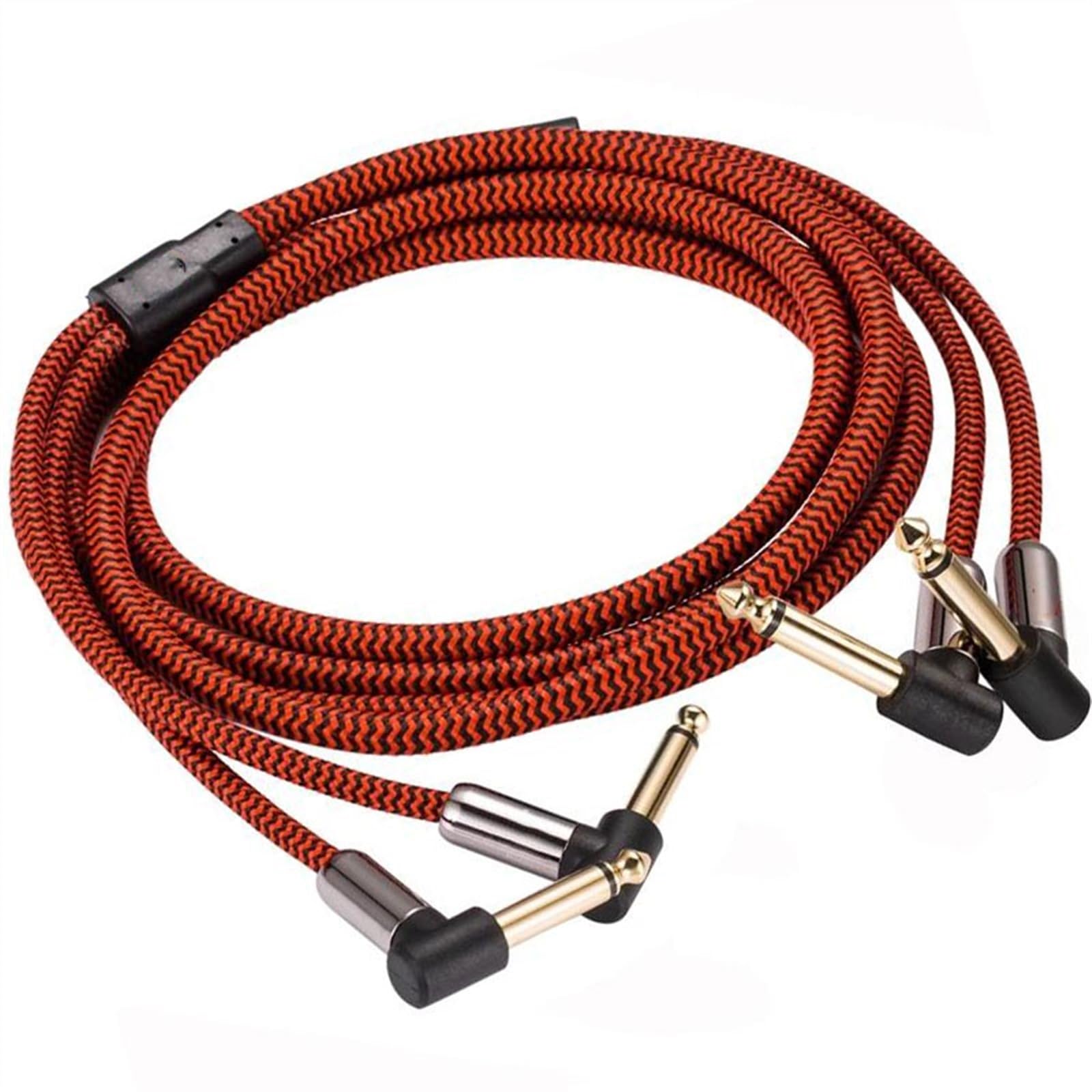 Audiokabel, Dual 1/4 Zoll TS-Buchse Auf TS-Buchse Für Verstärker Mischpult Elektronische Orgel Gitarre Abgewinkeltes 6,35-mm-Kabel(Red,5meter)
