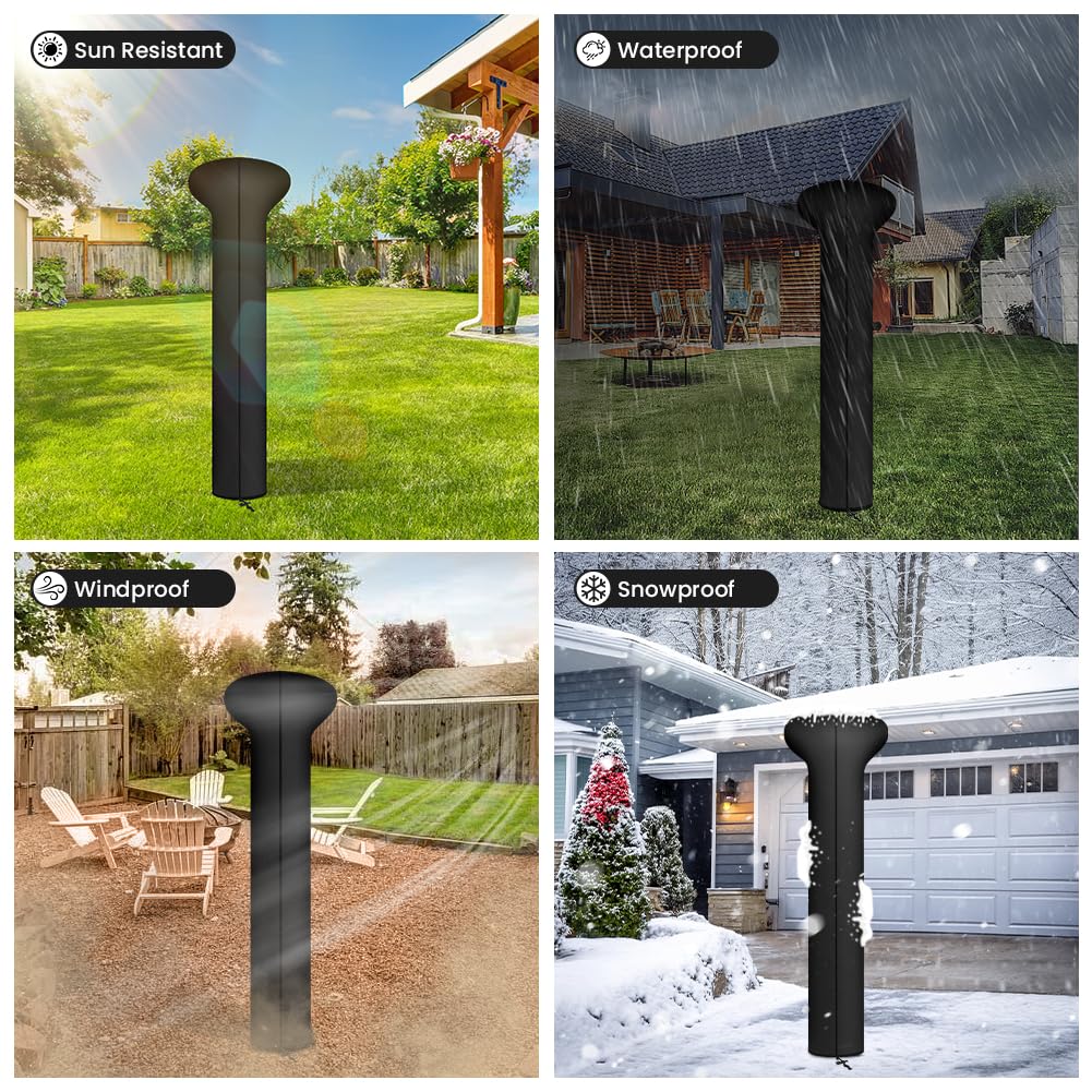 AOOWU Patio Heater Cover, Outdoor Heavy Duty 210D Oxford Fabric, Waterproof Windproof UV Protection, Outdoor Garden Heater Cover with Zipper and Adjustable Hem Cord, Electric Patio Garden Heater Cover — view 6